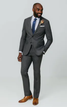 Anzug, Grau, Slim-Fit