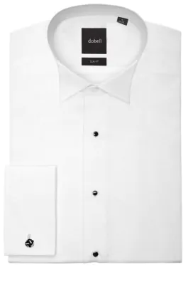 Smokinghemd, Smokingkragen, Hemdbrust aus Baumwollpiqué, Slimfit