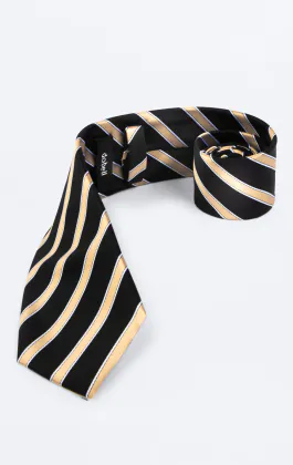 Schwarz Krawatte mit Goldstreifen