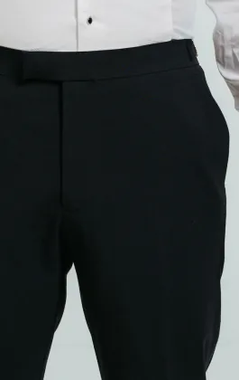 Dobell Marineblaue Smokinghose mit Satin-Streifen