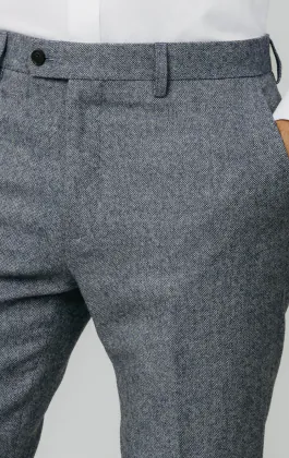 Blau Donegal Tweed Anzug Hose