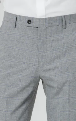 Hellgrau-blau Karierter Anzug Hose