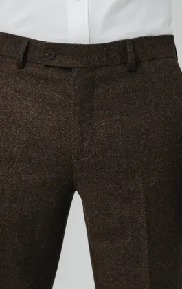 Dunkelbraune Donegal Tweed Anzug Hose