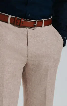 Dobell Leinen Hose, Sandfarben