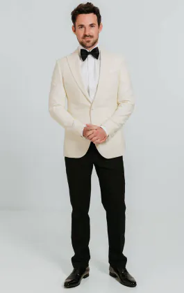 Weißes Slim-Fit Smoking mit Steigendem Revers
