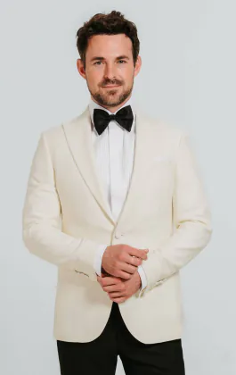 Weißes Slim-Fit Smoking mit Steigendem Revers