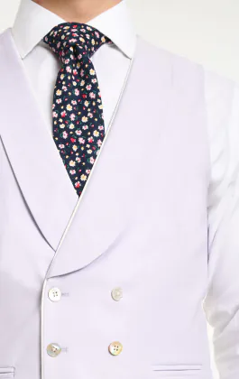 Lavendelfarbene Twill Traditionelle Hochzeitsweste mit Schalkragen