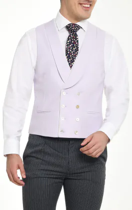 Lavendelfarbene Twill Traditionelle Hochzeitsweste mit Schalkragen
