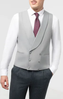 Traditionelle Hochzeitsweste, Taubengrau, Schalkragen, Zweireihig