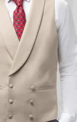 Hochzeitsweste, Hellbraun Gold, Zweireihig, 100% Wolle
