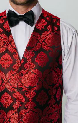 Viktorianische Jacquard Weste in Rot