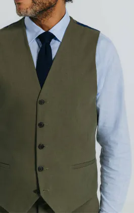 Grün Weste aus Leinen-Twill