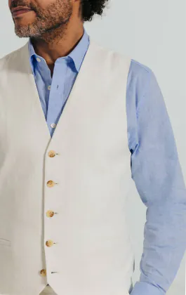 Naturweiß Weste aus Leinen-Twill