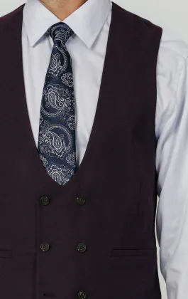 Brombeer Twill Zweireihig Weste