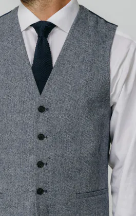 Blau Donegal Tweed Weste