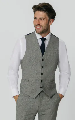 Hellgrau Donegal Tweed Weste