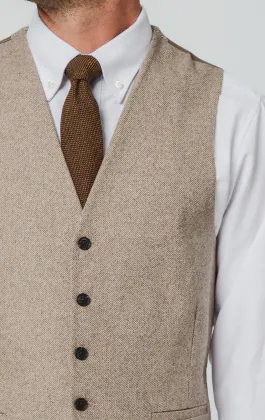 Kamelbraun Twill Tweed Weste